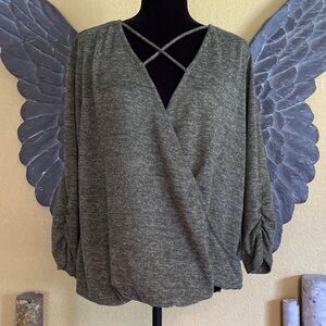 Charming Charlie Criss Cross Wrap Front Oversized Long-sleeve